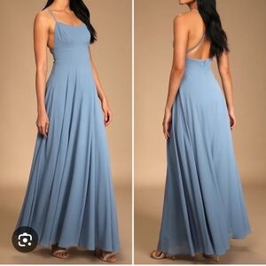 NWT Lulu's Sky Blue Backless Maxi Dress